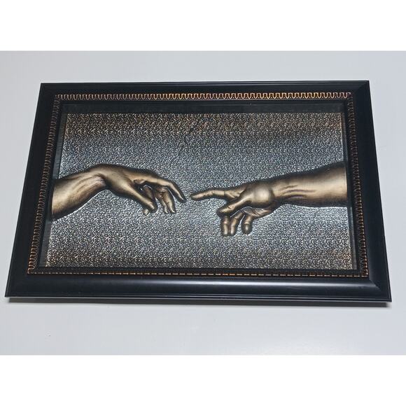 Michelangelo Creation of Adam Hands Framed Wall Art Home Decor Renaissance - Picture 1 of 1